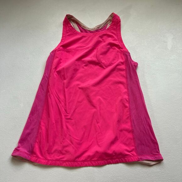 Lululemon Hot Pink Racerback Tank Top Size 6 | Built-In Bra Mesh Back Activewear - Picture 1 of 7
